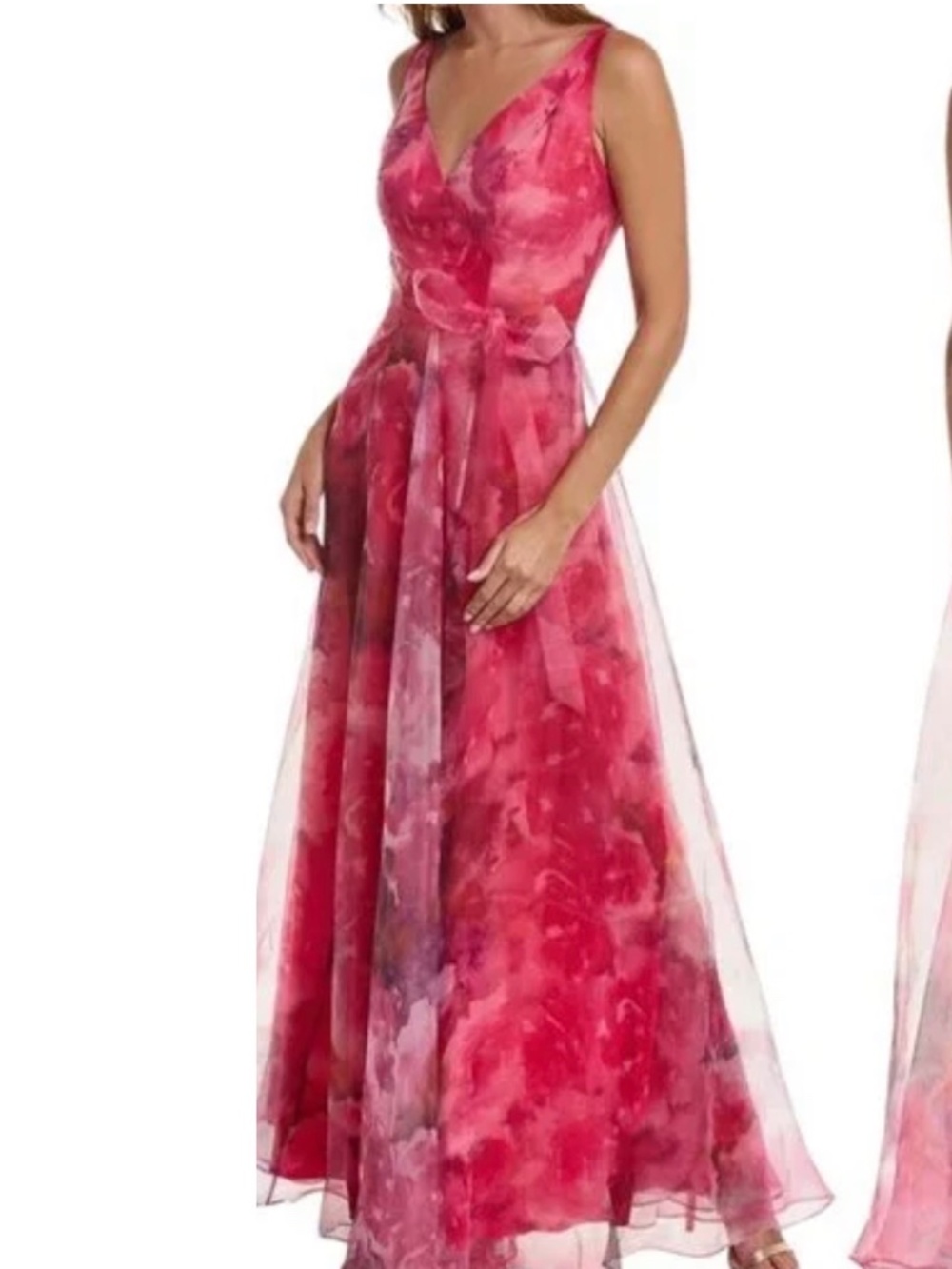 Rene Ruiz Floral Printed Organza A-Line Eve Gown Dress Formal $1795 NWT Size 10